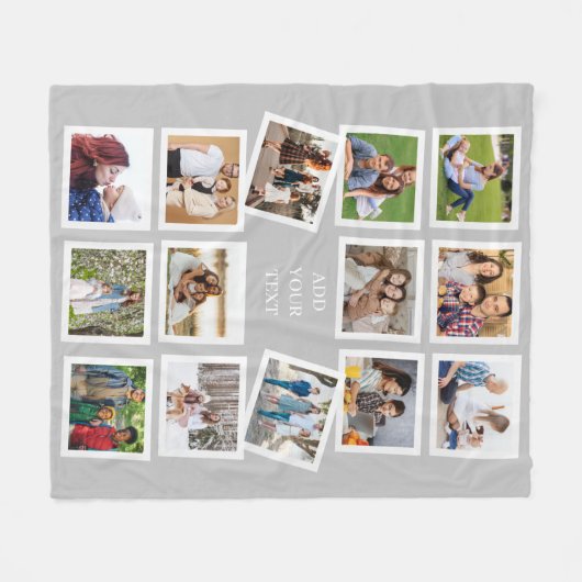 Aangepast 14 fotocollage met aangepaste tekst fleece deken (Voorkant (Horizontaal))