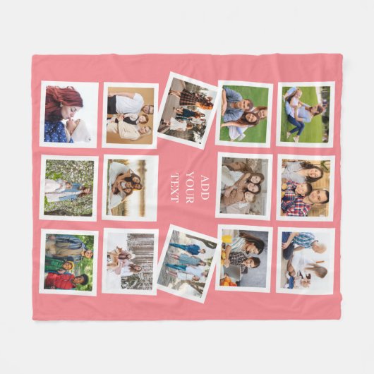 Aangepast 14 fotocollage met aangepaste tekst fleece deken (Voorkant (Horizontaal))
