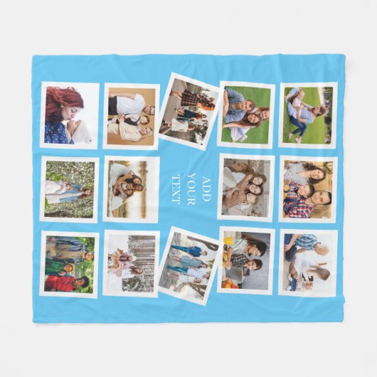 Aangepast 14 fotocollage met aangepaste tekst fleece deken (Voorkant (Horizontaal))