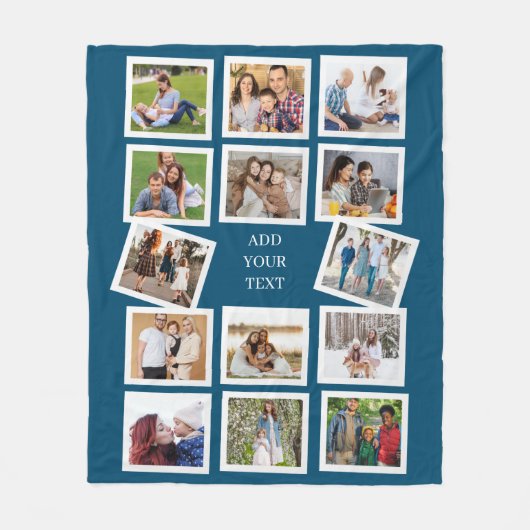 Aangepast 14 fotocollage met aangepaste tekst fleece deken (Voorkant)