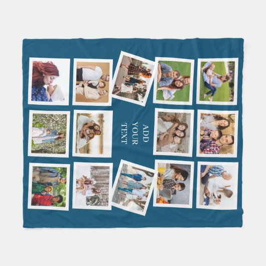 Aangepast 14 fotocollage met aangepaste tekst fleece deken (Voorkant (Horizontaal))
