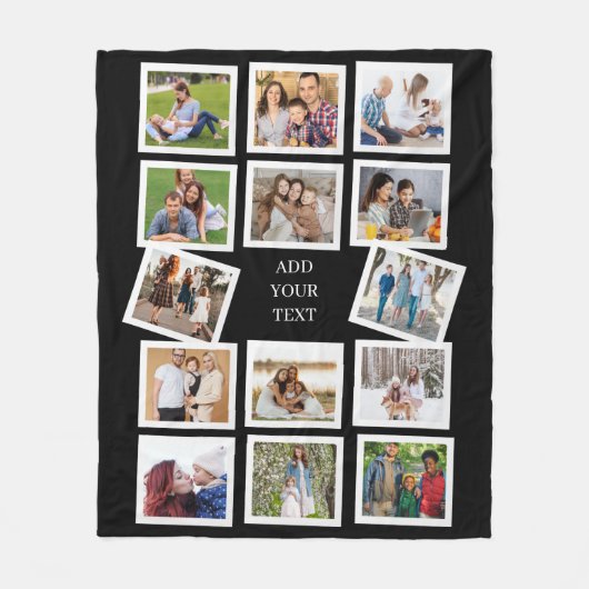 Aangepast 14 fotocollage met aangepaste tekst fleece deken (Voorkant)