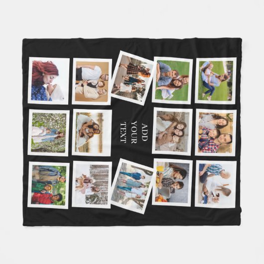 Aangepast 14 fotocollage met aangepaste tekst fleece deken (Voorkant (Horizontaal))