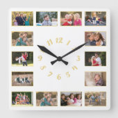 Aangepast 14 Jubileum voor collage bruiloft Vierkante Klok (Voorkant)