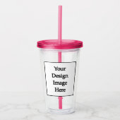 Aangepast 16 oz, Fuchsia Pink Acryltumbler Acryl Drinkbeker (Voorkant)
