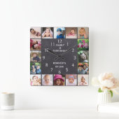 Aangepast 16 Photo Collage Lijst Chalkboard Vierkante Klok (Huis)