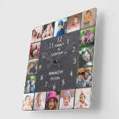 Aangepast 16 Photo Collage Lijst Chalkboard Vierkante Klok (Hoek)