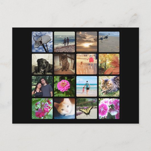 Aangepast 16 Photo Mosaic Afbeelding Collage Briefkaart (Voorkant)