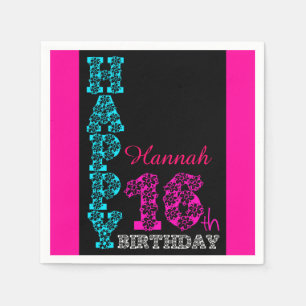 Aangepast 16e Birthday girale papierstof Napkins Servet
