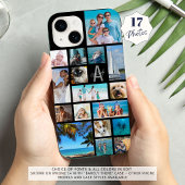 Aangepast 17 Fotocollage monogram naam Uw kleuren Case-Mate iPhone Case