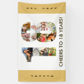 Aangepast 18e geboortedag Neutrale foto-collage Spandoek (Verticaal)