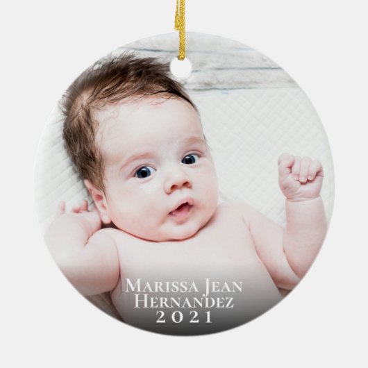 Aangepast 1 Kerstmis als Oom 2 Foto Gold Script Keramisch Ornament (Achterkant)