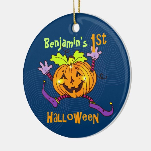 Aangepast 1st Halloween Happy Pumpkin Keramisch Ornament (Links)