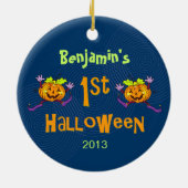 Aangepast 1st Halloween Happy Pumpkin Keramisch Ornament (Achterkant)