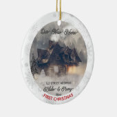 Aangepast 1st Xmas Nieuw adres van de Fotostraat v Keramisch Ornament (Rechts)