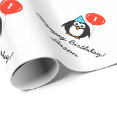 Aangepast 1ste verjaardag pinguïn verpakkingspapie cadeaupapier (Rol Hoek)