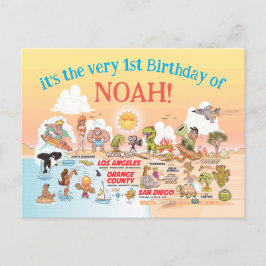 Aangepast 1ste verjaardag SoCal Uitnodiging Briefkaart