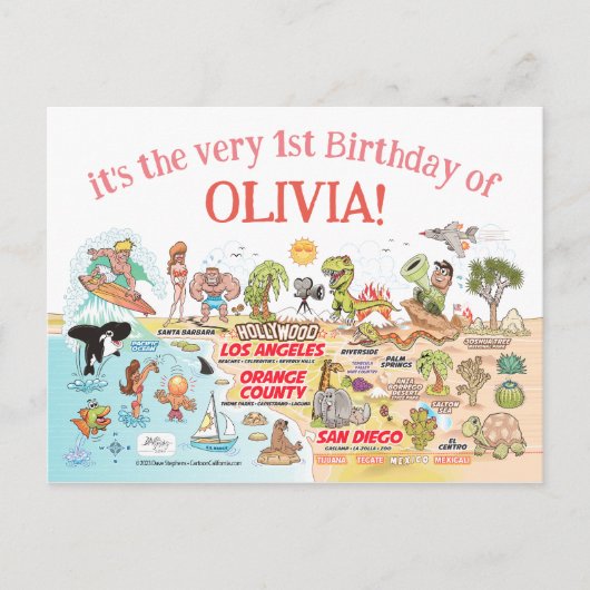Aangepast 1ste verjaardag SoCal Uitnodiging Briefkaart (Voorkant)