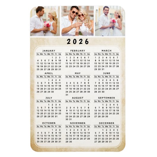 Aangepast 2019 Photo Magnet Calendar 4x6 Magneet (Verticaal)