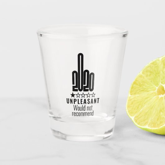 Aangepast 2020-Review met middelvinger zou niet aa Shot Glas (Voorkant)