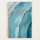 Aangepast 2022 Gold Blauwgroen blauw marmer, niet- Planner (Voorkant)