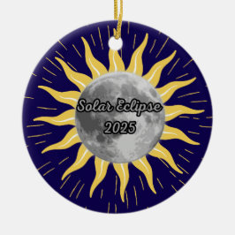 Aangepast 2025 Solar Eclipse-geheugen Keramisch Ornament