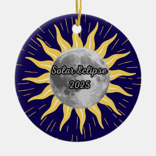 Aangepast 2025 Solar Eclipse-geheugen Keramisch Ornament (Voorkant)