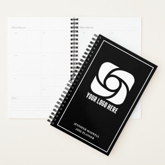Aangepast 2027 Zakelijk Zwart Wit Bedrijfslogo Planner (Display)