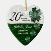 Aangepast - 20e Jubileum Emerald Jewel Damask Keramisch Ornament (Rechts)