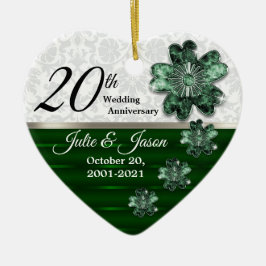 Aangepast - 20e Jubileum Emerald Jewel Damask Keramisch Ornament