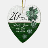 Aangepast - 20e Jubileum Emerald Jewel Damask Keramisch Ornament (Links)