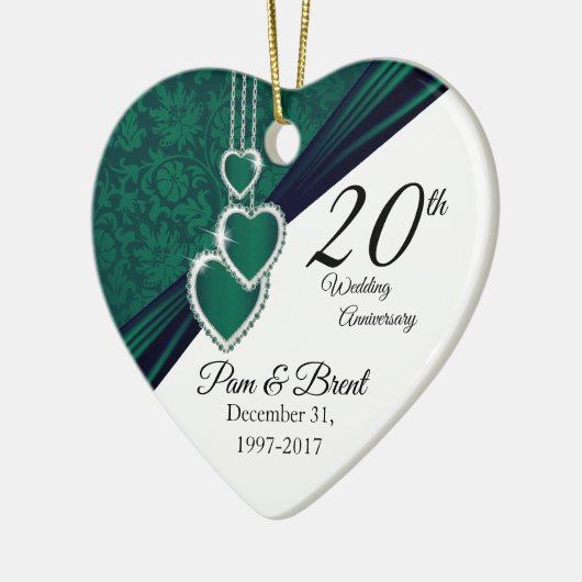 Aangepast - 20e maragdfotoweddenschap Jubileum Keramisch Ornament (Links)