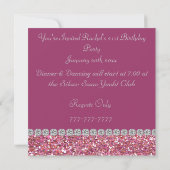 Aangepast 21ST PINK BLING Birthday Invitation Kaart (Achterkant)