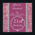 Aangepast 21ST PINK BLING Birthday Invitation Kaart<br><div class="desc">Kristallen met glans... Geniet van deze show stopper...  Voor alle steenzeedagen of -Jubilea</div>