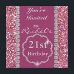 Aangepast 21ST PINK BLING Birthday Invitation Kaart<br><div class="desc">Kristallen met glans... Geniet van deze show stopper...  Voor alle steenzeedagen of -Jubilea</div>