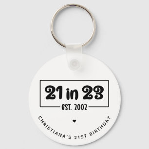 Aangepast 21ste verjaardag cadeau 21 op 23.00 uur sleutelhanger