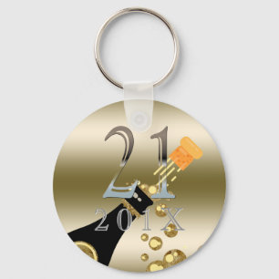 Aangepast 21ste verjaardag cadeau   Champagne Gold Sleutelhanger