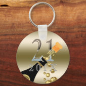 Aangepast 21ste verjaardag cadeau | Champagne Gold Sleutelhanger (Voorkant)