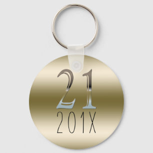 Aangepast 21ste verjaardag cadeau   Gold Silver Nu Sleutelhanger