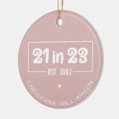 Aangepast 21ste verjaardag op 23 september 2002 keramisch ornament (Links)