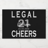 Aangepast, 21ste verjaardag, zwart wit sparkling wijnetiket (Enkel label)