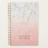 Aangepast 22 Roos Gold Marble Glitter, niet-gedate Planner (Voorkant)