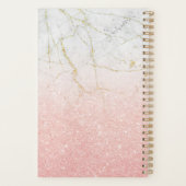 Aangepast 22 Roos Gold Marble Glitter, niet-gedate Planner (Achterkant)