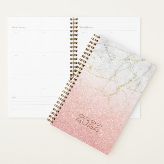 Aangepast 22 Roos Gold Marble Glitter, niet-gedate Planner (Display)