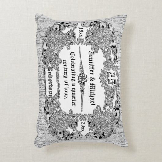 Aangepast 25e Silver Jubileum Monogram Decoratief Kussen (Voorkant(Verticaal))