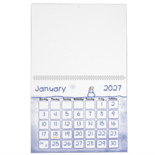 Aangepast 28 cm L x 36 cm B Geschilderde Seizoenen Kalender