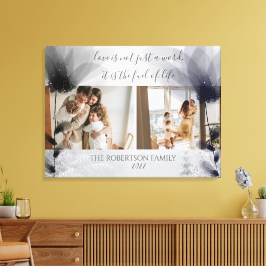 Aangepast 2 Familie Foto's Floral Overlay Keepomwi Canvas Afdruk (Insitu (Woonkamer))