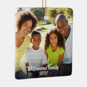 Aangepast 2 Foto 2 Sided Family-fotoscript Keramisch Ornament (Rechts)