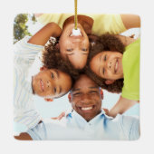 Aangepast 2 Foto 2 Sided Family-fotoscript Keramisch Ornament (Achterkant)