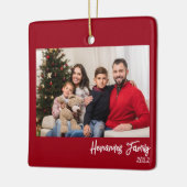 Aangepast 2-foto 2-zijdig foto eenvoudig rood keramisch ornament (Links)